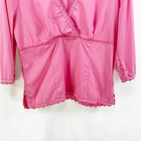 CYNTHIA STEFFE Pink V-Neck 3/4 Sleeve Blouse - Picture 7 of 9